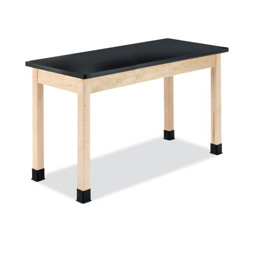 Classroom Science Table, 54w x 24d x 36h, Black ChemGuard High Pressure Laminate (HPL) Top, Maple Base
