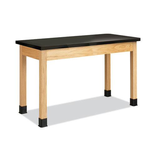 Classroom Science Table, 48w x 24d x 30h, Black Epoxy Resin Top, Oak Base
