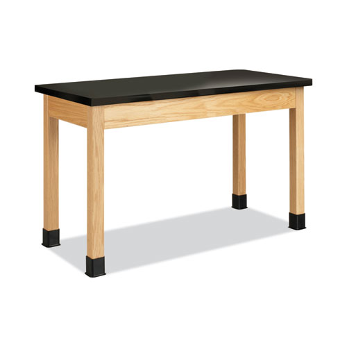 Classroom Science Table, 60w x 24d x 30h, Black Phenolic Resin Top, Oak Base