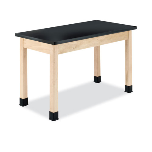 Classroom Science Table, 48w x 24d x 36h, Black ChemGuard High Pressure Laminate (HPL) Top, Oak Base
