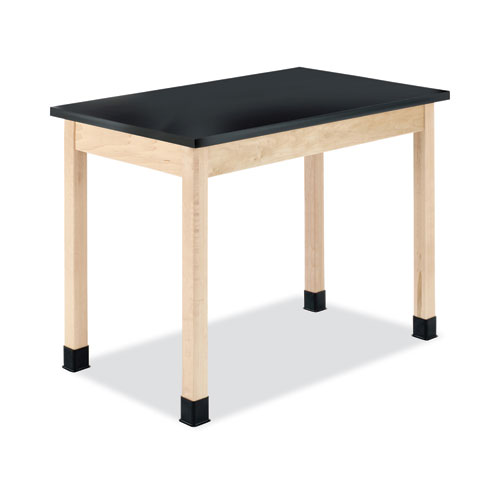 Classroom Science Table, 60w x 24d x 36h. Black High Pressure Laminate (HPL) Top, Maple Base
