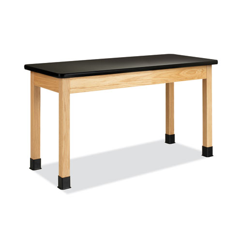 Classroom Science Table, 54w x 24d x 30h, Black High Pressure Laminate (HPL) Top, Maple Base