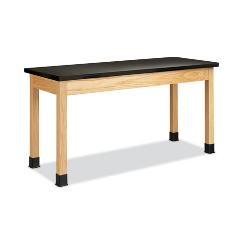 Classroom Science Table, 60w x 24d x 30h, Black Epoxy Resin Top, Oak Base