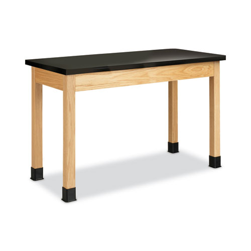 Classroom Science Table, 54w x 24d x 36h, Black Phenolic Resin Top, Oak Base