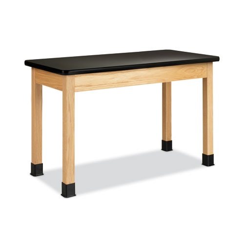 Classroom Science Table, 48w x 24d x 30h, Black High Pressure Laminate (HPL) Top, Maple Base