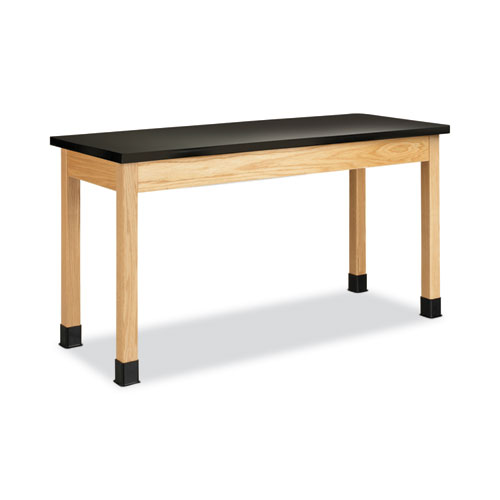 Classroom Science Table, 60w x 24d x 30h, Black High Pressure Laminate (HPL) Top, Maple Base