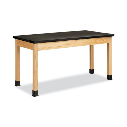 Classroom Science Table, 72w x 30d x 30h, Black Epoxy Resin Top, Oak Base