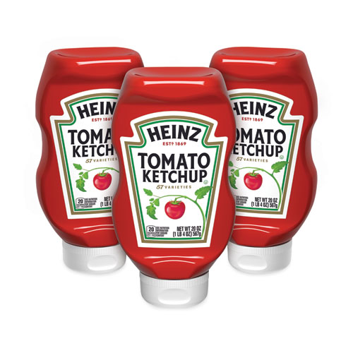 Image of Heinz Tomato Ketchup Squeeze Bottle, 20 Oz Bottle, 3/Pack, Ships In 1-3 Business Days