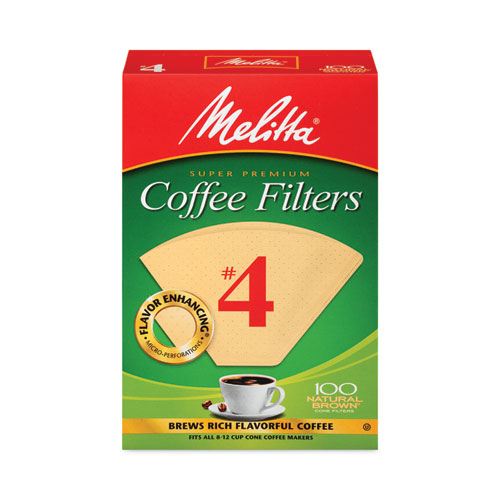 Image of Melitta® Melitta Coffee Filters, #4,  8 To 12 Cup Size, Cone Style, 100 Filters/Pack, 3/Pack, Ships In 1-3 Business Days