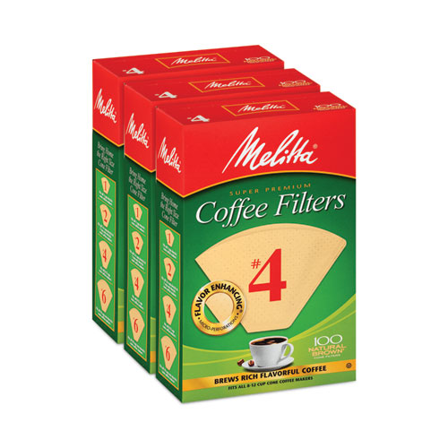 Image of Melitta® Melitta Coffee Filters, #4,  8 To 12 Cup Size, Cone Style, 100 Filters/Pack, 3/Pack, Ships In 1-3 Business Days