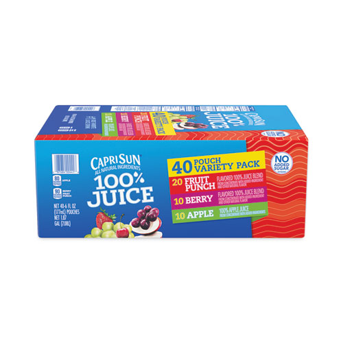 Image of Capri Sun® 100% Juice Pouches Variety Pack, 6 Oz, 40 Pouches/Carton, Ships In 1-3 Business Days