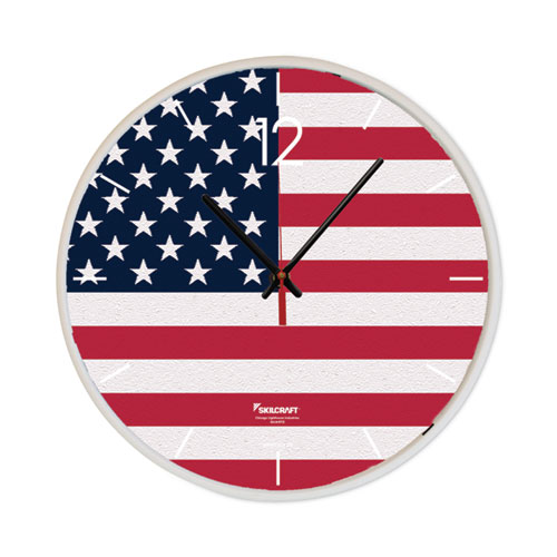 6645016986559 SKILCRAFT American Flag Quartz Wall Clock, 12.75