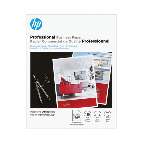 Hp Professional Business Paper, 52 Lb Bond Weight, 8.5 X 11, Glossy White, 150/Pack