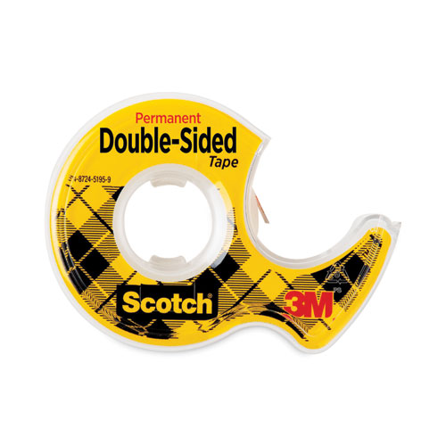 Image of Scotch® Double-Sided Permanent Tape In Handheld Dispenser, 1" Core, 0.5" X 37.5 Ft, Clear