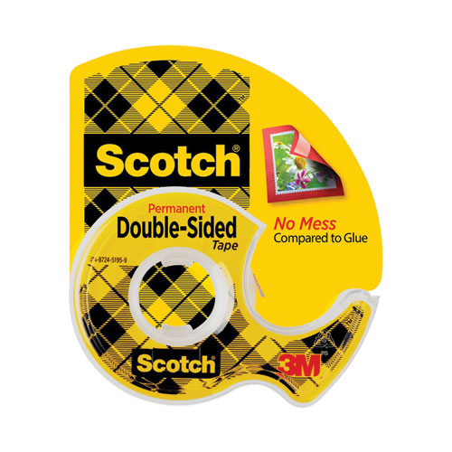Image of Scotch® Double-Sided Permanent Tape In Handheld Dispenser, 1" Core, 0.5" X 37.5 Ft, Clear