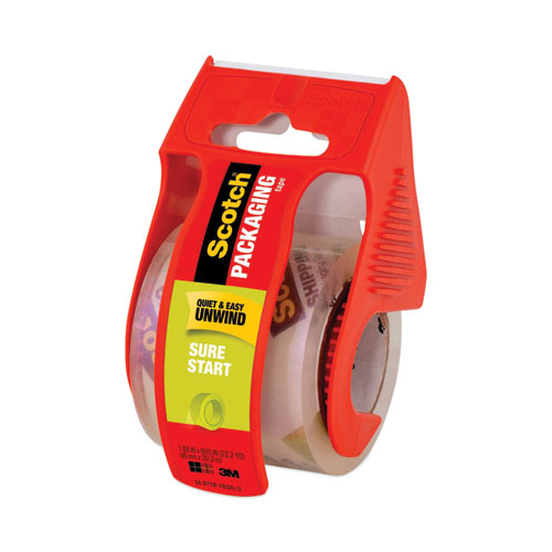 Image of Scotch® Sure Start Packaging Tape With Dispenser, 1.5" Core, 1.88" X 22.2 Yds, Clear