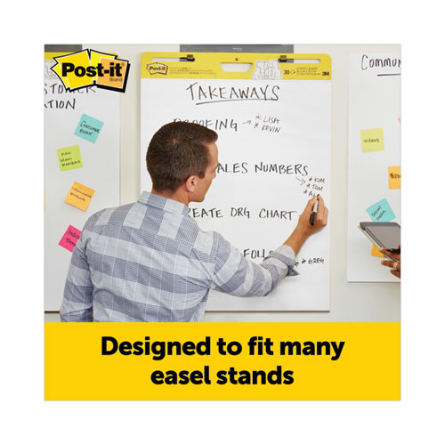 Image of Post-It® Easel Pads Super Sticky Vertical-Orientation Self-Stick Easel Pad Value Pack, Unruled, 25 X 30, White, 30 Sheets, 6/Carton