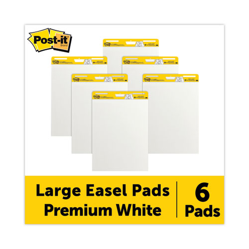 Image of Vertical-Orientation Self-Stick Easel Pad Value Pack, Unruled, 25 x 30, White, 30 Sheets, 6/Carton