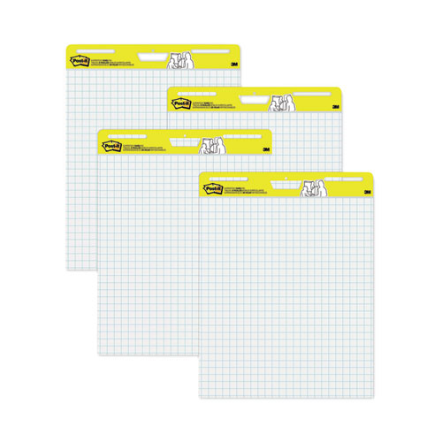 Image of Post-It® Easel Pads Super Sticky Vertical-Orientation Self-Stick Easel Pad Value Pack, Quadrille Rule (1 Sq/In), 25 X 30, White, 30 Sheets, 4/Carton