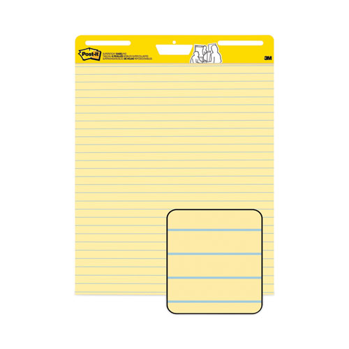Image of Vertical-Orientation Self-Stick Easel Pads, Presentation Format (1.5" Rule), 25 x 30, Yellow, 30 Sheets, 2/Carton