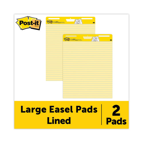 Post-It® Easel Pads Super Sticky Vertical-Orientation Self-Stick Easel Pads, Presentation Format (1.5" Rule), 25 X 30, Yellow, 30 Sheets, 2/Carton