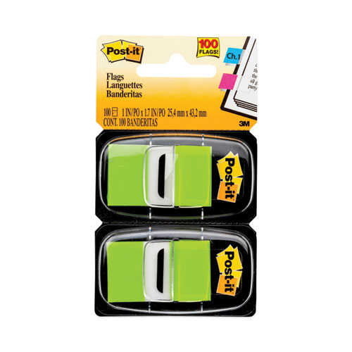 Image of Post-It® Flags Standard Page Flags In Dispenser, Bright Green, 50 Flags/Dispenser, 2 Dispensers/Pack