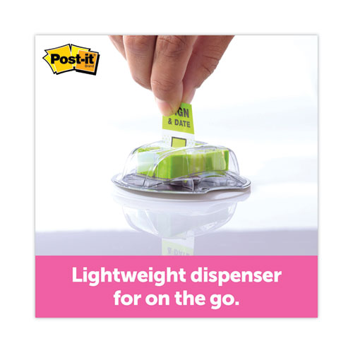 Image of Post-It® Flags Page Flags In Dispenser, "Sign And Date", Bright Green, 200 Flags/Dispenser