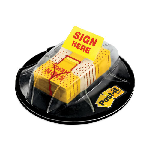Image of Post-It® Flags Page Flags In Dispenser, "Sign Here", Yellow, 200 Flags/Dispenser