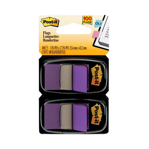 Post-It® Flags Standard Page Flags In Dispenser, Purple, 50 Flags/Dispenser, 2 Dispensers/Pack