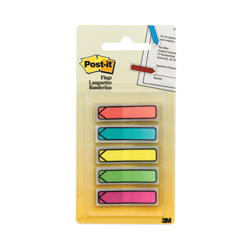 Image of Post-It® Flags Arrow 0.5" Page Flags, Five Assorted Bright Colors, 20/Color, 100/Pack