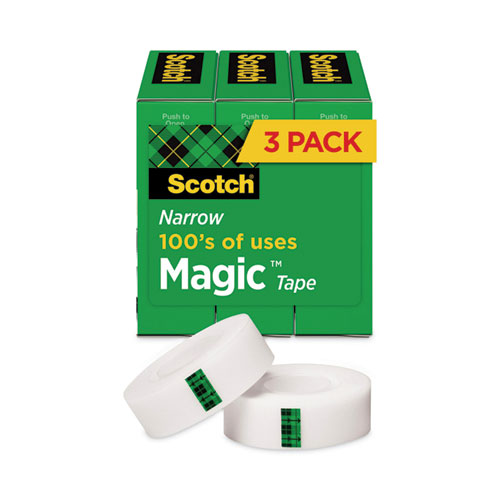 Scotch® Magic Tape Refill, 1" Core, 0.5" x 36 yds, Clear, 3/Pack