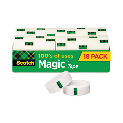 Magic Tape Cabinet Pack, 1" Core, 0.75" x 83.33 ft, Clear, 18/Pack