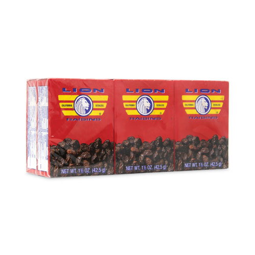 Image of Lion California Seedless Raisins, 1.5 Oz Box, 6/Pack, Ships In 1-3 Business Days