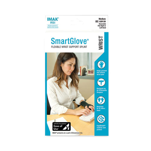 Image of Imak® Rsi Smartglove Wrist Wrap, Medium, Fits Hands Up To 3.75" Wide, Black