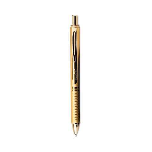 Image of Pentel® Energel Alloy Gel Pen, Retractable, Medium 0.7 Mm, Black Ink, Gold Barrel