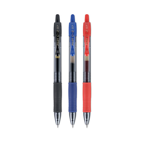 Image of Pilot® G2 Premium Gel Pen, Retractable, Fine 0.7 Mm, Assorted Ink Colors, Smoke Barrel, 3/Pack