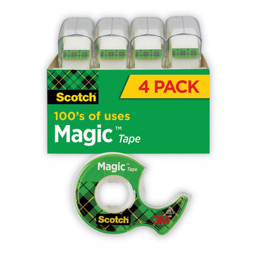 Image of Magic Tape in Handheld Dispenser, 1" Core, 0.75" x 25 ft, Clear, 4/Pack