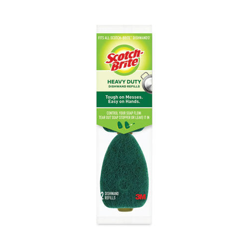 Soap-Dispensing Dishwand Sponge Refills, 2.9 x 2.2, Green, 2/Pack