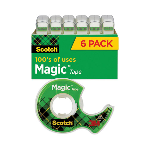 Magic Tape in Handheld Dispenser, 1" Core, 0.75" x 54.17 ft, Clear, 6/Pack