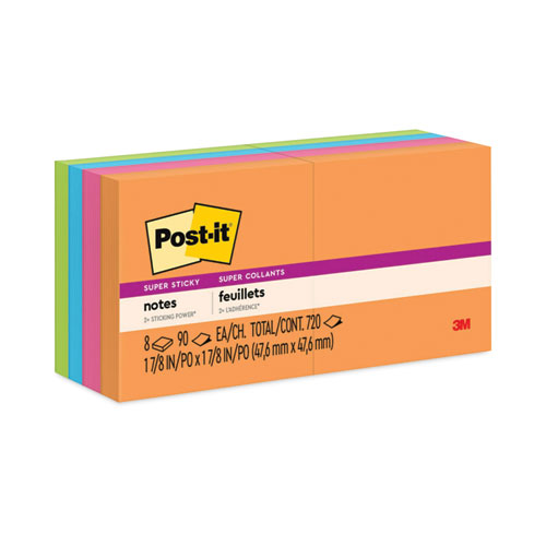 Image of Pads in Energy Boost Collection Colors, 2" x 2", 90 Sheets/Pad, 8 Pads/Pack