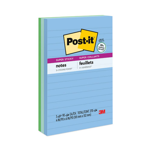 Recycled Notes in Oasis Collection Colors, Note Ruled, 4" x 6", 90 Sheets/Pad, 3 Pads/Pack