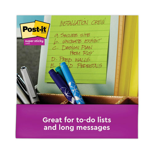Image of Post-It® Notes Super Sticky Recycled Notes In Oasis Collection Colors, Note Ruled, 4 X 4, 90 Sheets/Pad, 6 Pads/Pack