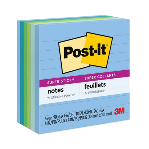 Image of Recycled Notes in Oasis Collection Colors, Note Ruled, 4" x 4", 90 Sheets/Pad, 6 Pads/Pack