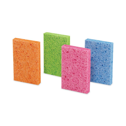 Image of Ocelo™ Vibrant Color Sponges, 4.7 X 3, 0.6" Thick, Assorted Colors, 4/Pack