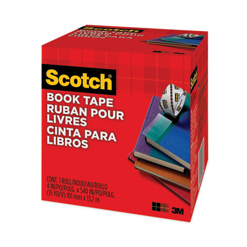 Image of Scotch® Book Tape, 3" Core, 4" X 15 Yds, Clear