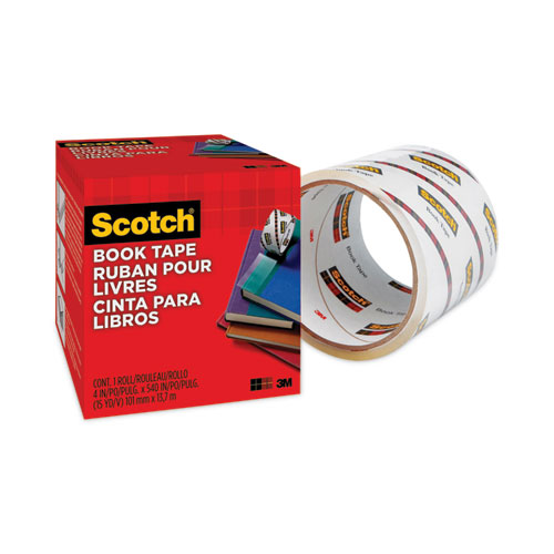 Image of Scotch® Book Tape, 3" Core, 4" X 15 Yds, Clear
