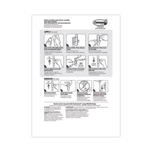 Image of Command™ General Purpose Hooks, Large, Plastic, White, 5 Lb Capacity, 14 Hooks And 16 Strips/Pack