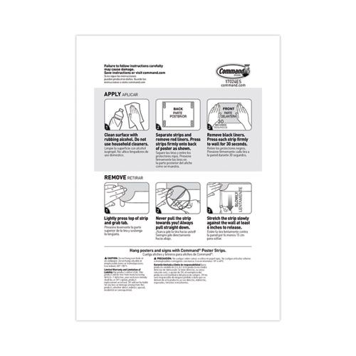 Image of Command™ Poster Strips, Removable, Holds Up To 1 Lb Per Pair, 1.63 X 2.75, White, 256/Pack