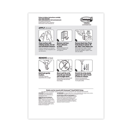 Image of Command™ General Purpose Hooks, Small, Metal, White/Silver, 0.5 Lb Capacity, 28 Hooks And 32 Strips/Pack
