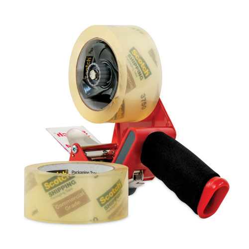 Image of Scotch® Packaging Tape Dispenser With Two Rolls Of Tape, 3" Core, For Rolls Up To 0.75" X 60 Yds, Red